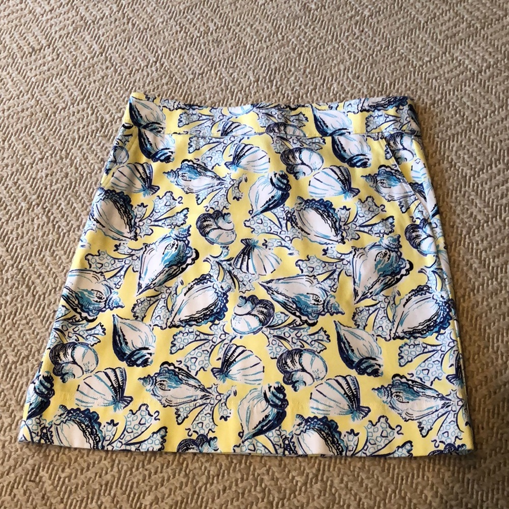 Talbots blue and yellow plus seashell skirt